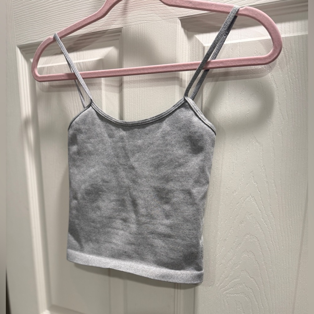 Free People Movement Happiness Runs Crop Tank Ribbed Heather Gray M/L NWOT - Picture 3 of 8